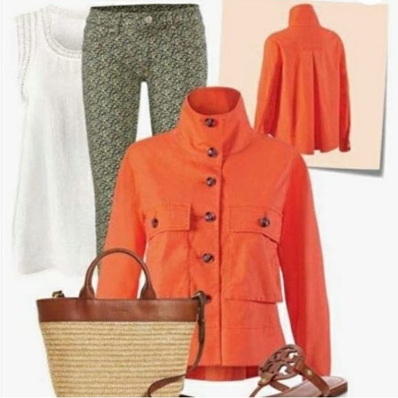 Cabi Orange Tiger Lily Resort Long Sleeve Lightweight Jacket Size M - Picture 10 of 10